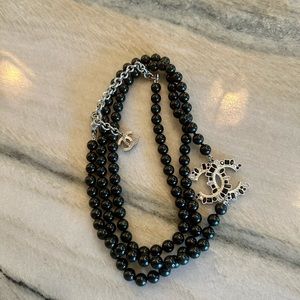 CHANEL black beaded necklace.  Like new!!!!!